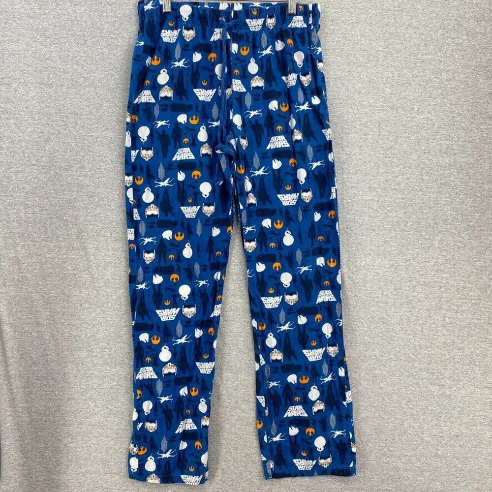 Disney Pajama Bottoms Mens Small Blue Star Wars Drawstring Loungewear Pants